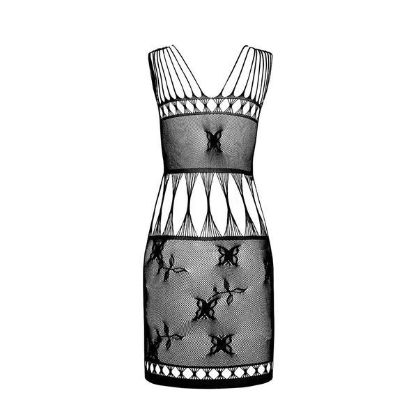 Бодістокінг мінісукня з метеликами Passion BS090 One Size black SO6388