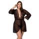 Пеньюар Passion AMBERLY PEIGNOIR 4XL/5XL, black, ажурные декольте и манжеты, широкие рукава SO7053 фото 1