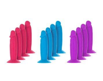 Набор фаллоимитаторов ADDICTION Silly Willy 3.3&rdquo; Silicone Dildo, 3 цвета, 12 шт SX3154