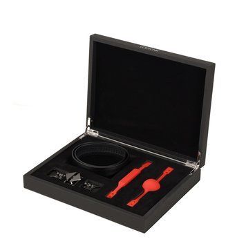Кожаный кляп с 2-мя насадками LOCKINK Ball-Gag & Gag-bite Set - Black SX0827