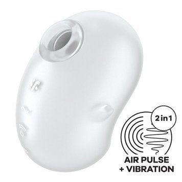 Вакуумний кліторальний стимулятор з вібрацією Satisfyer Cutie Ghost White SX0573