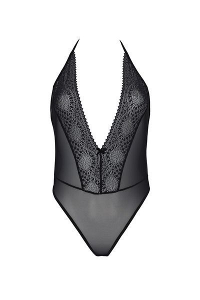 Боді Passion DROSERA BODY black, XXL/XXXL, високі вирізи, верх на зав&rsquo;язках SX0472