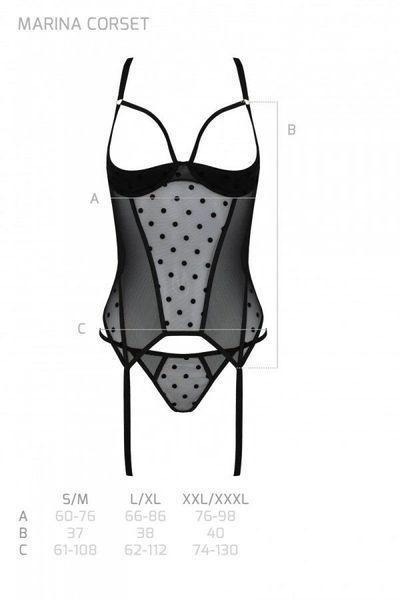 Корсет Passion MARINA CORSET, L/XL, black, с открытыми чашками SO9729