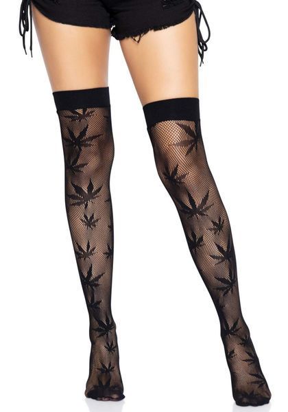 Панчохи з малюнком Leg Avenue 420 Net thigh highs Black SO9159