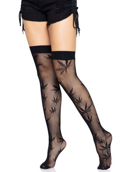 Панчохи з малюнком Leg Avenue 420 Net thigh highs Black SO9159