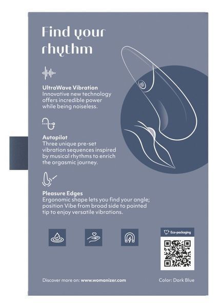 Мінівібратор Womanizer Vibe Dark Blue, 3 авторежими + 10 рівнів інтенсивності SX2145