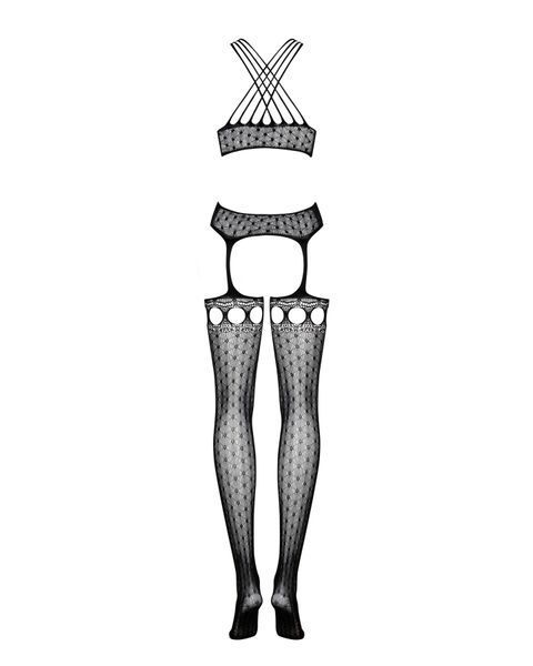 Бодистокинг Obsessive Bodystocking G313 S/M/L, шнуровка, геометрический декор SO7237