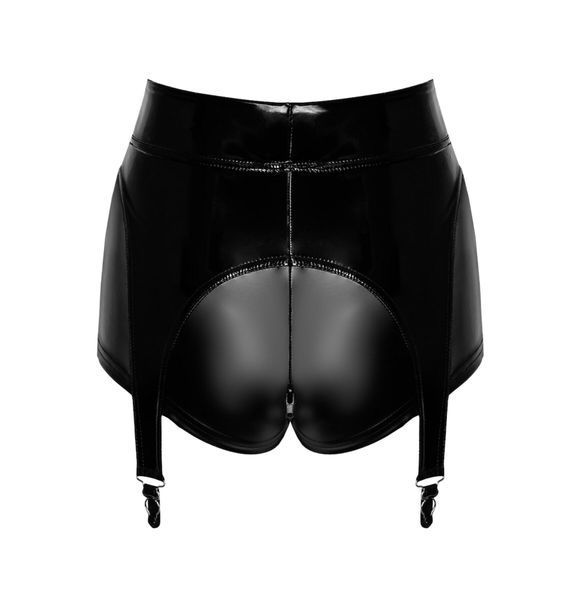 Шортики Noir Handmade F325 Glam, 3XL, black, винил, высокая талия, крепления для чулок, с доступом SX0386