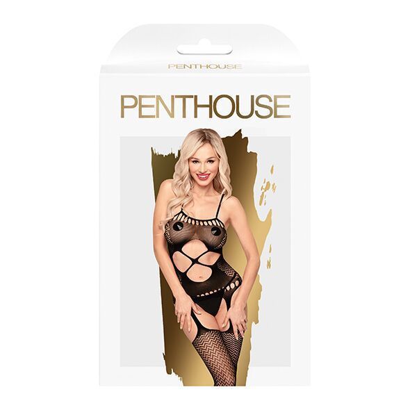 Бодистокинг с вырезом на животике Penthouse - Hot Nightfall Black XL SO5268