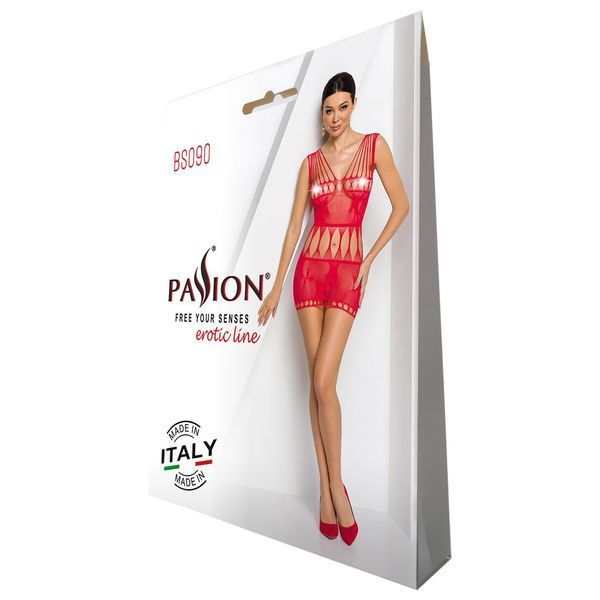 Бодістокінг мінісукня з метеликами Passion BS090 One Size red SO6389