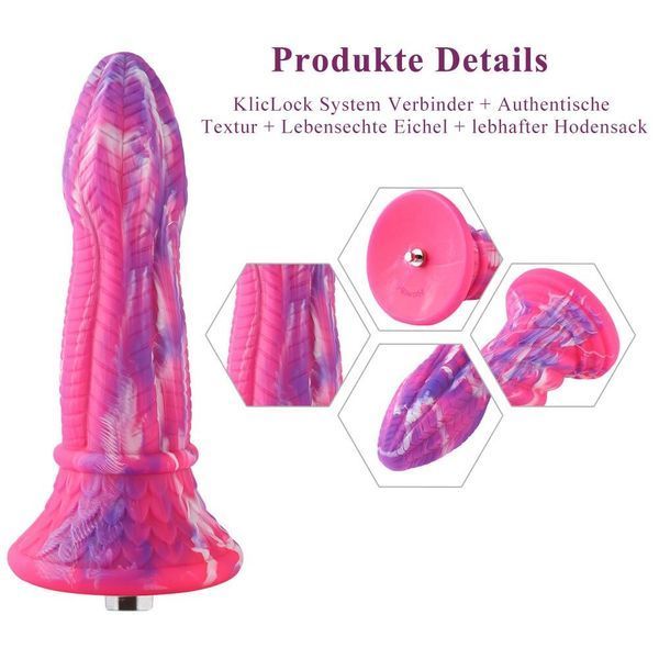 Фаллоимитатор для секс-машин Hismith 10.3&Prime; Silicone Monster Dildo Series, KlicLok и присоска SO6216
