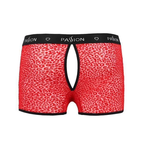 Мужские прозрачные боксеры Passion 046 SHORT PARKER XXL/XXXL Red, сетка, под леопард SO7611