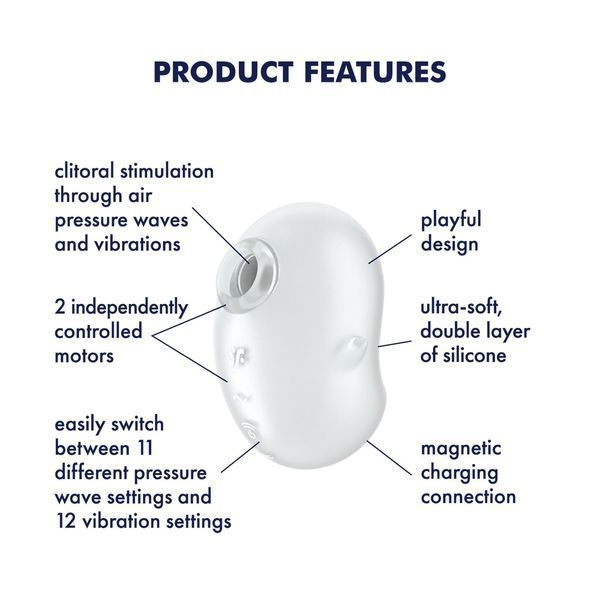 Вакуумний кліторальний стимулятор з вібрацією Satisfyer Cutie Ghost White SX0573
