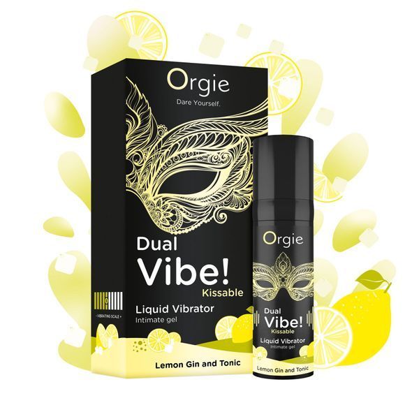 Рідкий вібратор Orgie Dual Vibe! Lemon Gin And Tonic Kissable Liquid Vibrator, 15 мл SX1490