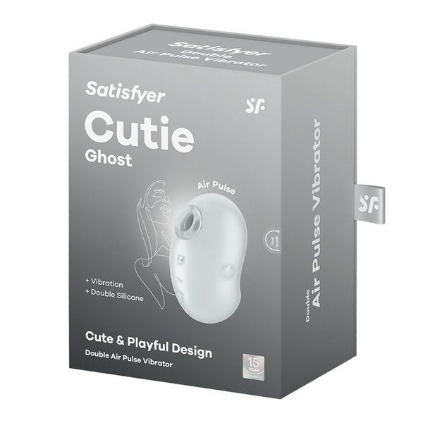 Вакуумний кліторальний стимулятор з вібрацією Satisfyer Cutie Ghost White SX0573