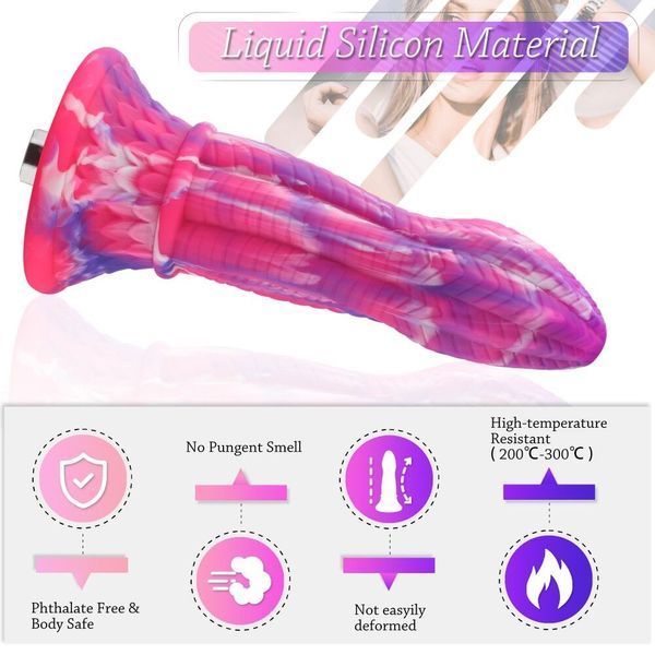 Фаллоимитатор для секс-машин Hismith 10.3&Prime; Silicone Monster Dildo Series, KlicLok и присоска SO6216