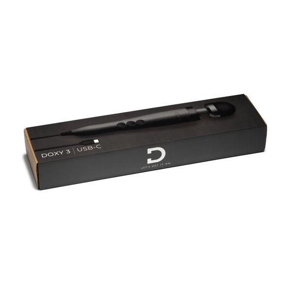Вібромасажер DOXY3 USB-C Massager MATTE BLACK, кабель USB-C, регульована інтенсивність, компактний SX2453