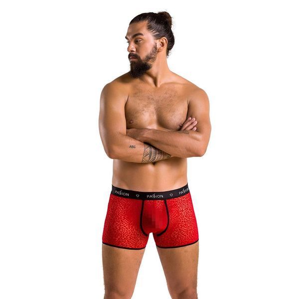 Мужские прозрачные боксеры Passion 046 SHORT PARKER XXL/XXXL Red, сетка, под леопард SO7611