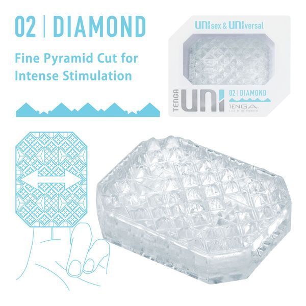 Унисекс-стимулятор Tenga UNI Diamond, белый, с зубчатым рельефом, лубрикант в комплекте SO9806