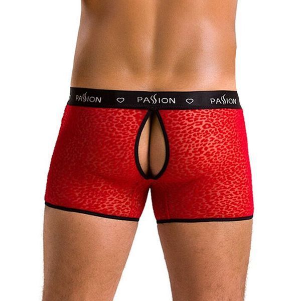 Мужские прозрачные боксеры Passion 046 SHORT PARKER XXL/XXXL Red, сетка, под леопард SO7611