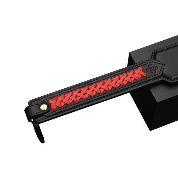 Паддл LOCKINK SEVANDA Braided-handle Spanking Paddle, чорно-червоний, гладенький, з плетінням на ручці SX0877