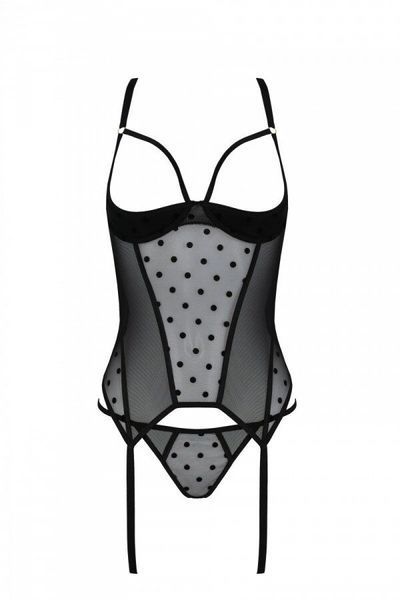 Корсет Passion MARINA CORSET, S/M, black, с открытыми чашками SO9730