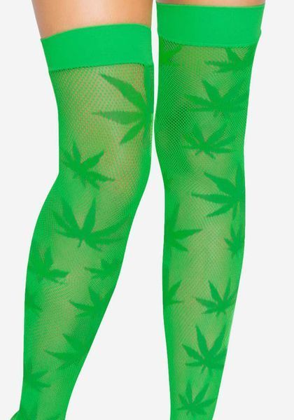 Панчохи з малюнком Leg Avenue 420 Net thigh highs Green SO9160