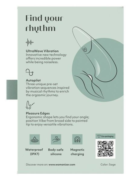 Мини-вибратор Womanizer Vibe Sage, 3 авторежима + 10 уровней интенсивности SX2146