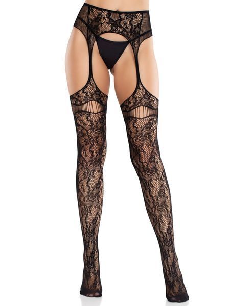 Колготки Leg Avenue Net Stockings with Attached Garter Belt One Size Black SX2752