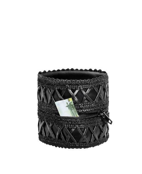 Женский кошелек-браслет Noir Handmade F326, black, под кожу, рельефный узор, карман на молнии SX0387