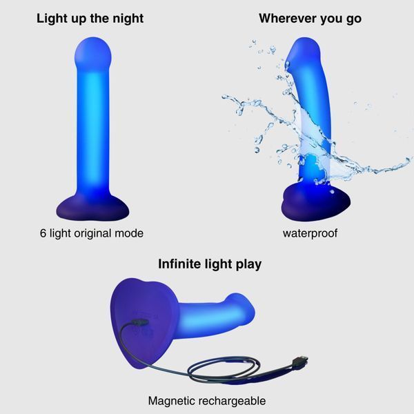 Светящийся дилдо Strap-On-Me Glow-LED Dildo Purple - M SX2851
