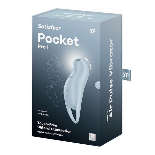 Вакуумний кліторальний стимулятор з вібрацією Satisfyer Pocket Pro 1 Blue SX0574