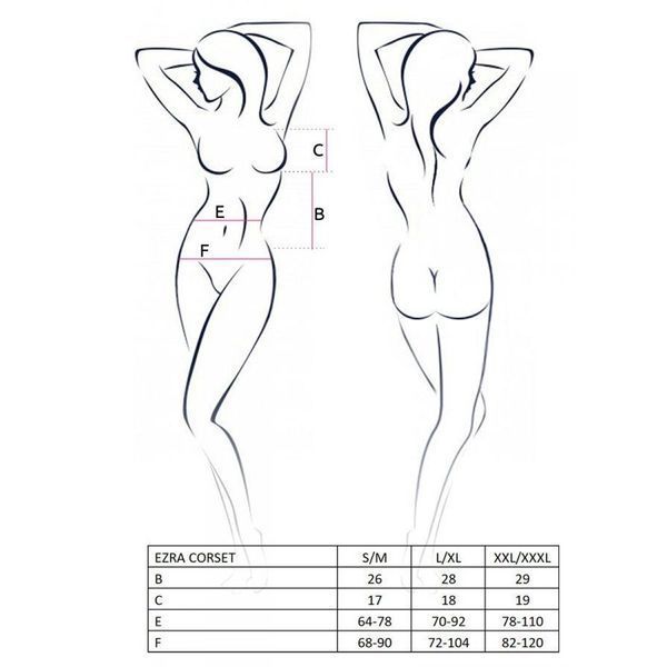 Корсет с декольте Passion ERZA CORSET XXL/XXXL, black, пажи, трусики, полупрозрачный PS26009