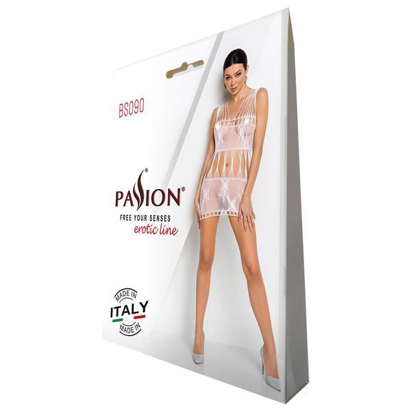 Бодістокінг мінісукня з метеликами Passion BS090 One Size white SO6390