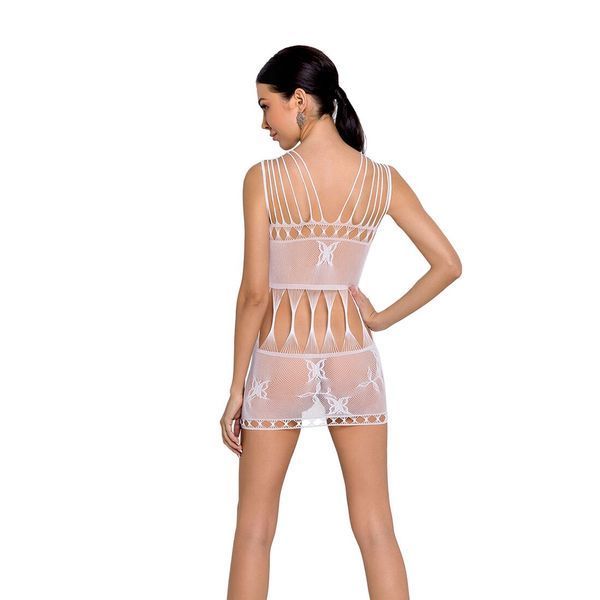 Бодістокінг мінісукня з метеликами Passion BS090 One Size white SO6390