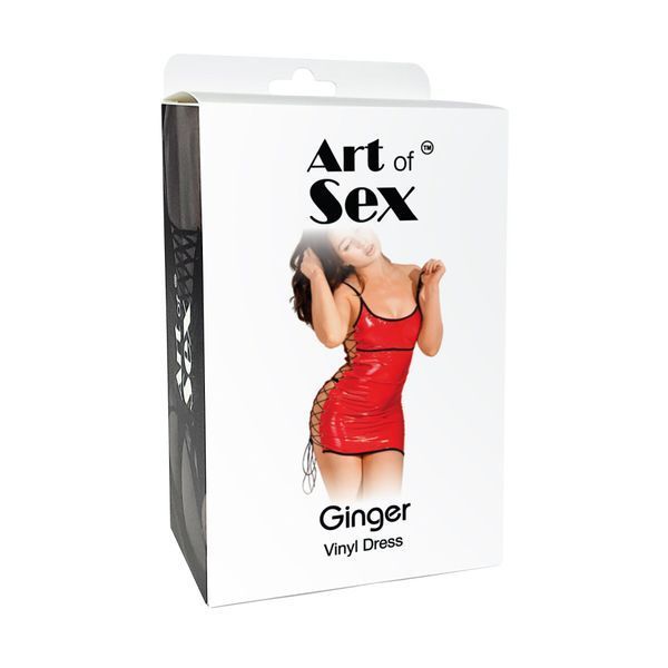 Сексуальное лакированное платье на шнуровке Art of Sex - Ginger черное L-2XL SX2369