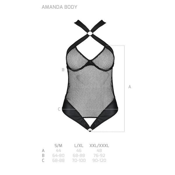 Сітчастий боді з халтером Passion Amanda Body S/M, black SO5316