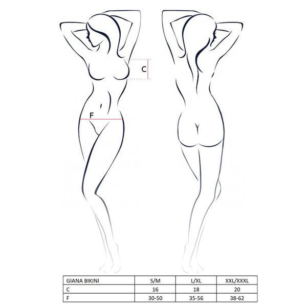 Комплект білизни Passion GIANA BIKINI XXL/XXXL, white, напівпрозорі ліф і трусики з бантиками EL15106