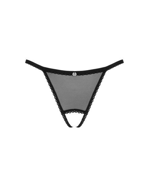 Прозрачные стринги с доступом Obsessive Celia Noir crotchless thong XL/2XL SO7873