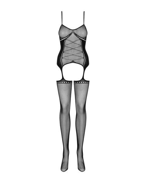 Бодистокинг Obsessive Bodystocking G314 S/M/L, имитация корсета и корсетной шнуровки SO7239