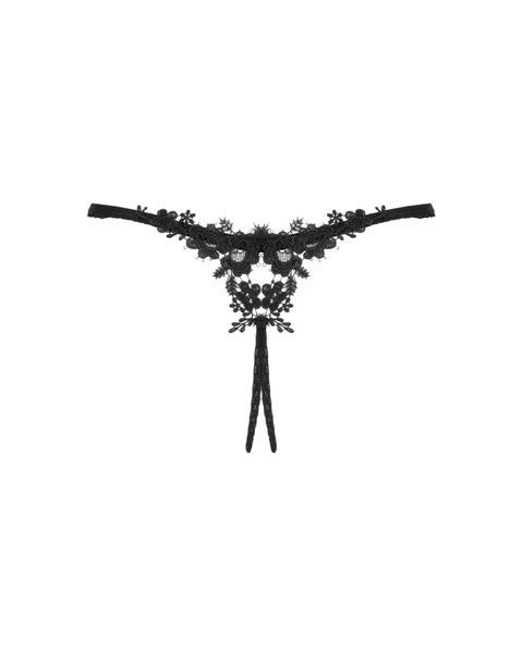 Прозрачные стринги с доступом Obsessive Celia Noir crotchless thong XL/2XL SO7873