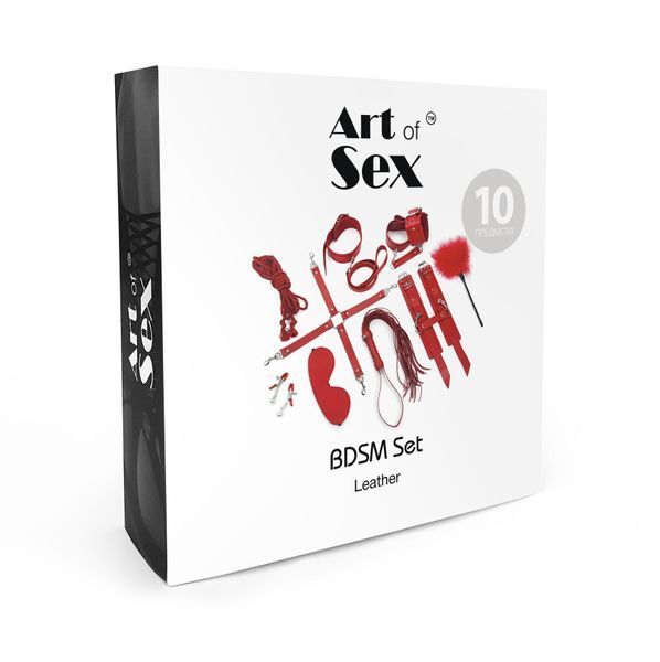 Набор BDSM Art of Sex &ndash; Set Leather, 10 предметов, черный, натуральная кожа SO7138