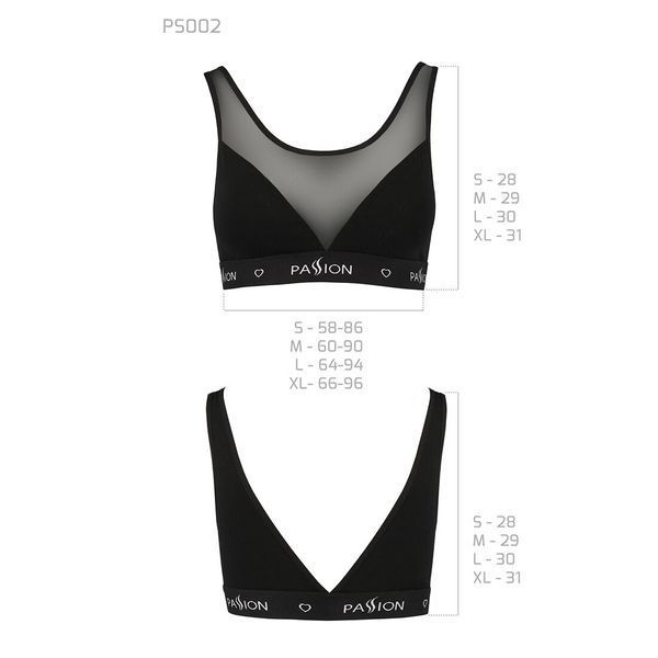 Топ с прозрачной вставкой Passion PS002 TOP S, black SO4201