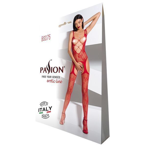 Откровенный бодистокинг с глубоким декольте Passion BS075 red SO4151