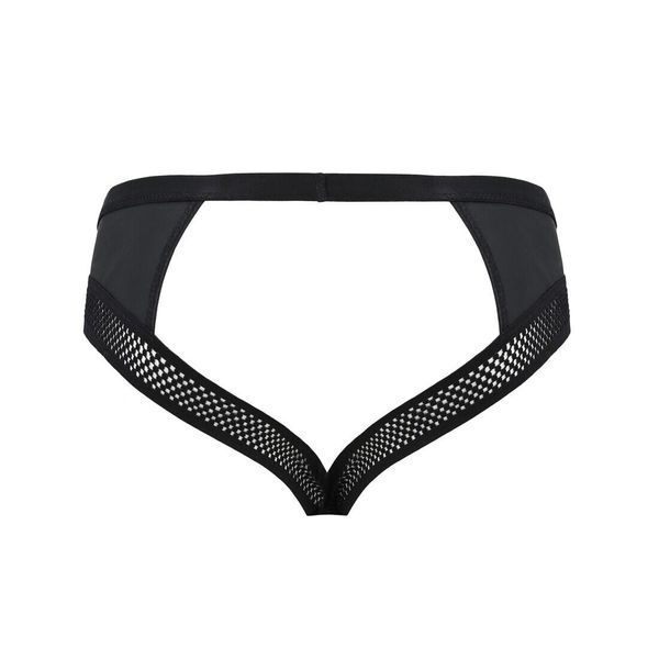 Чоловічі труси з ланцюжком Passion 030 SLIP TOM XXL/XXXL Black, екошкіра, відкриті сідниці SO7563