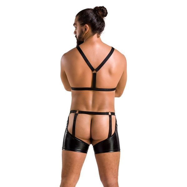 Комплект эротического мужского белья Passion 047 SET JOHN S/M Black, трусы, портупея SO7613