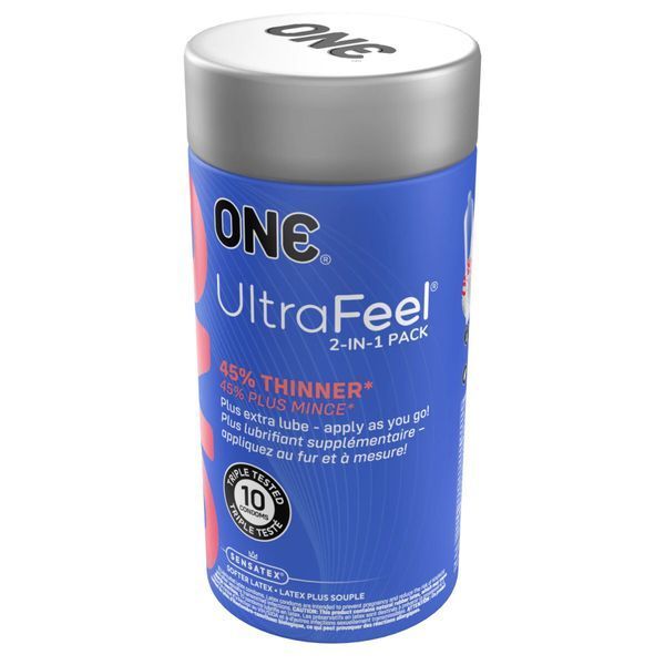 Презервативи ONE Ultra Feel, ультратонкі, з додатковою змазкою, 10 шт, подарункове паковання-тубус SX0786