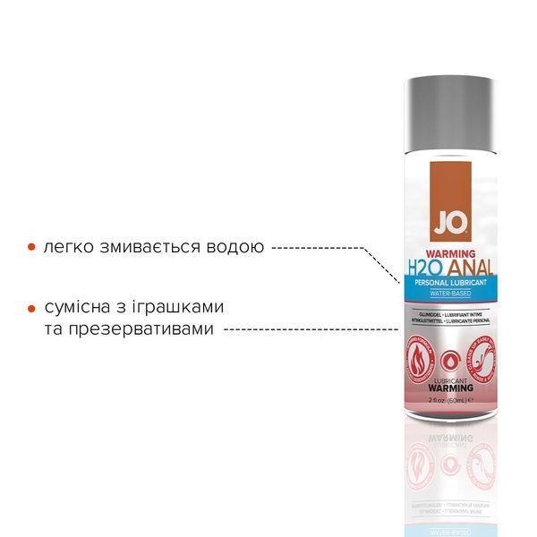 Анальна змазка JO ANAL H2O &mdash; WARMING (60 мл) розігрівальна, на водній основі SO1457