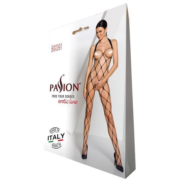 Бодістокінг у дуже велику сітку Passion BS091 black, з доступом SO6391
