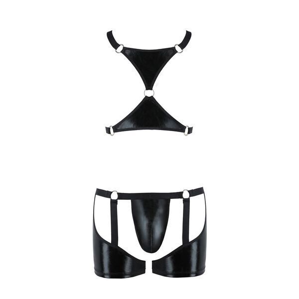 Комплект эротического мужского белья Passion 047 SET JOHN S/M Black, трусы, портупея SO7613